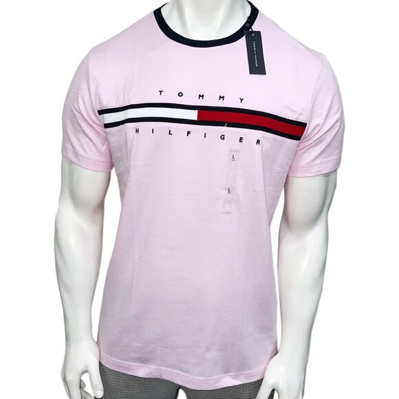 NWT TOMMY HILFIGER MEN'S PINK JERSEY CREW NECK SHORT SLEEVE T-SHIRT SIZE L - Picture 1 of 5